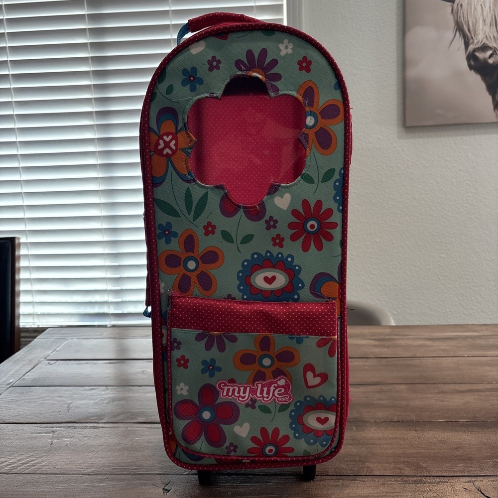 My Life Rolling Travel Doll Carry Case with Handle for 18" Doll Pink Floral